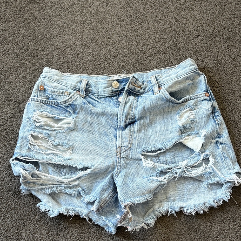 We The Free Ripped Light Blue Jean Shorts